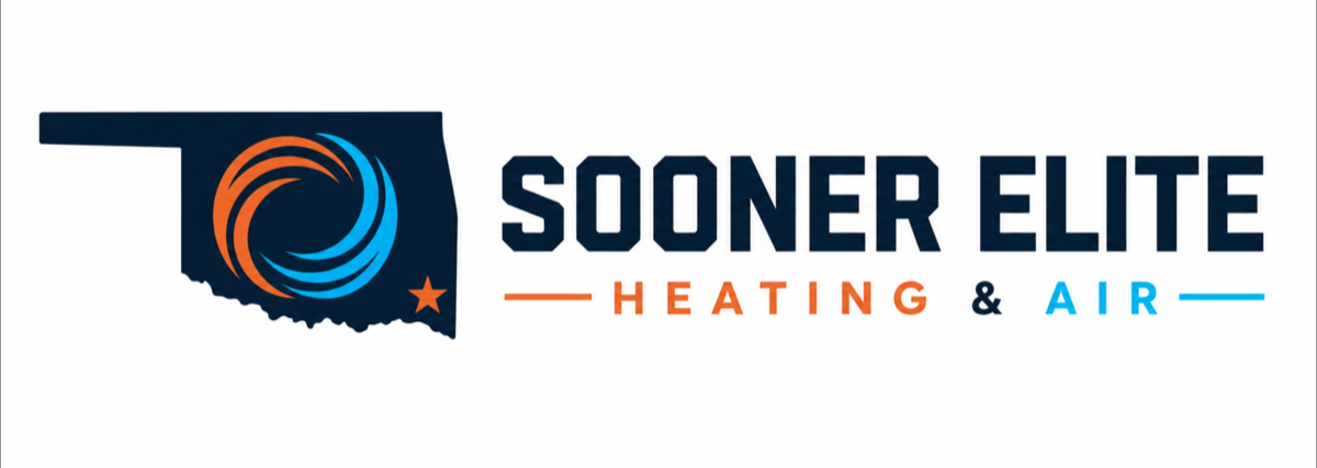 Sooner Elite Heating and Air logo with Oklahoma outline and a star in McCurtain County